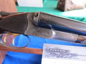 DM Lefever SxS shotgun on the Lefever Collector's table.