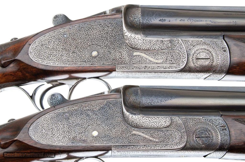 E.J. CHURCHILL PREMIER QUALITY OVER UNDER DOUBLE BARREL SHOTGUNS PAIR